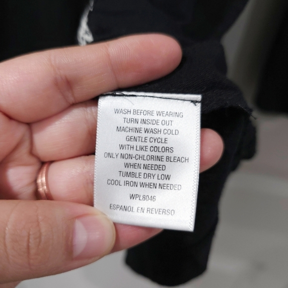 ✨️4/$20. Black White Bohemian Flowy Bell Sleeve Blouse, Embroidered Whipstitch - Picture 12 of 14